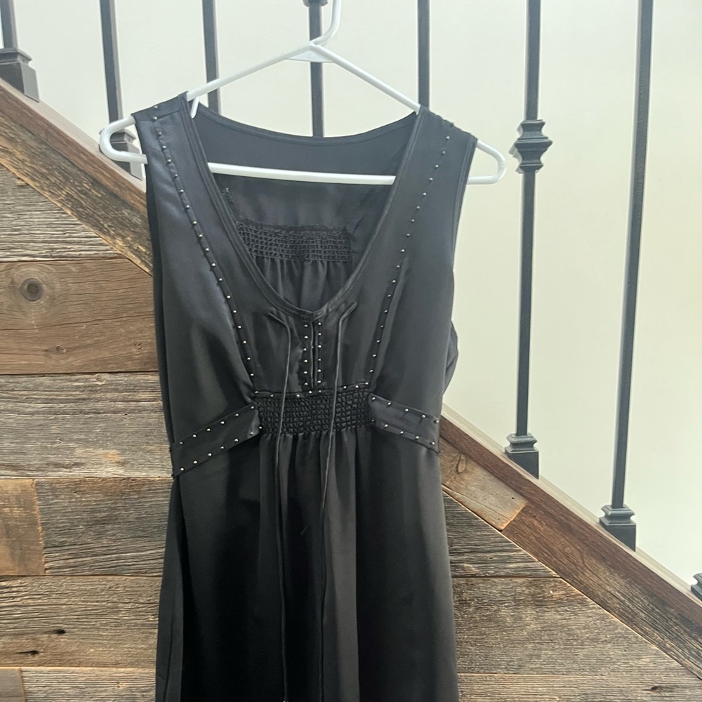 Black Pleated Ruched Scoop Neck Sundress